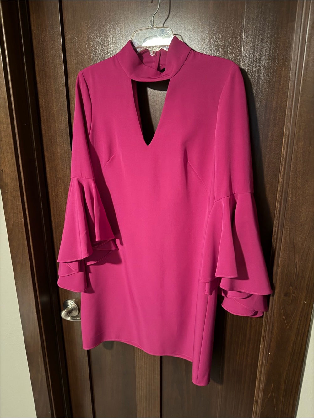 Milly Hot Pink V-Neck Bell-Sleeve Shift Dress